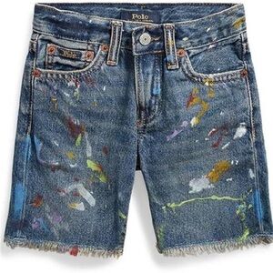Polo by Ralph Lauren Kids Blue Paint-Splatter Denim Shorts